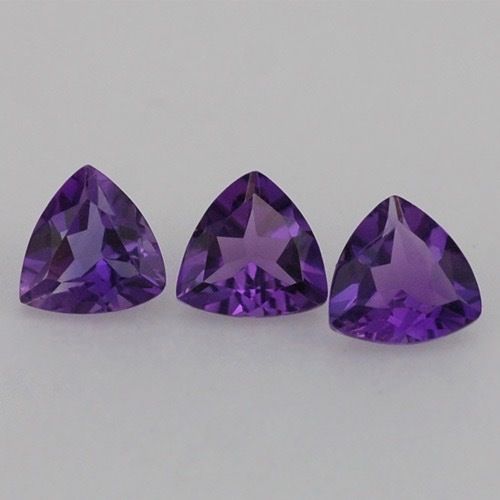 3mm African Amethyst Faceted Trillion Loose Gemstones