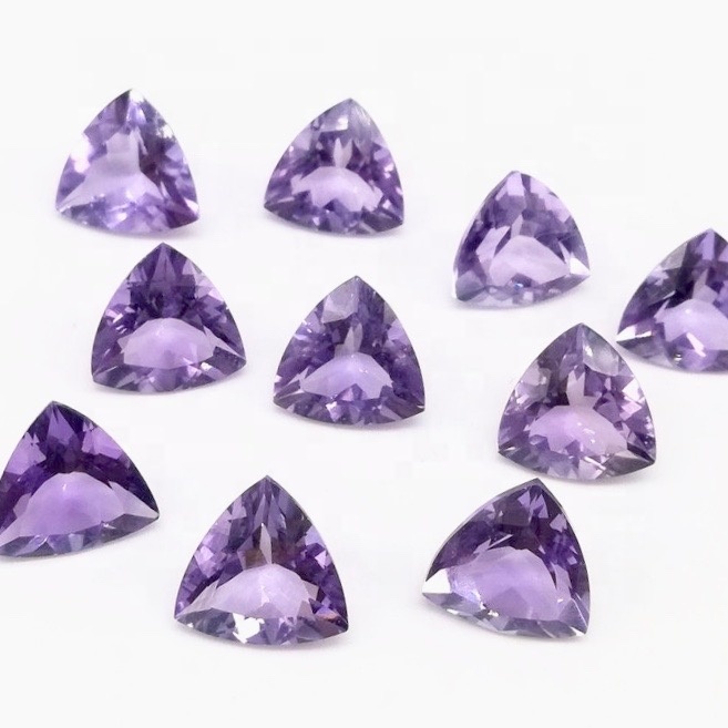 4mm Brazil Amethyst Faceted Trillion Loose Gemstones