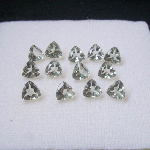 4mm Green Amethyst Faceted Trillion Loose Gemstones