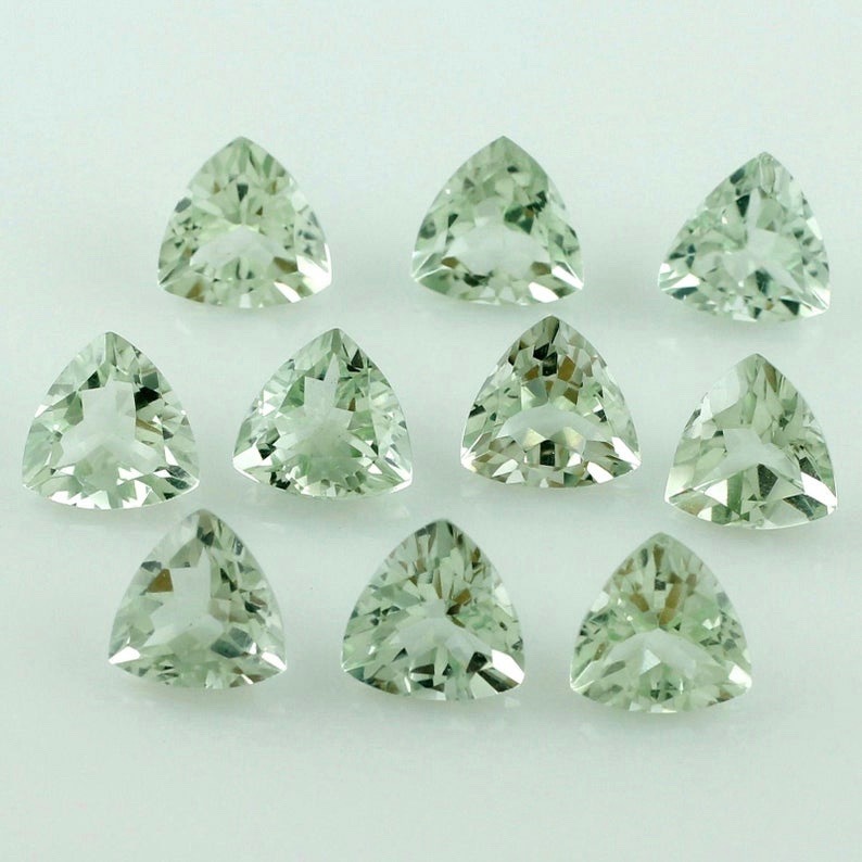 4mm Green Amethyst Faceted Trillion Loose Gemstones