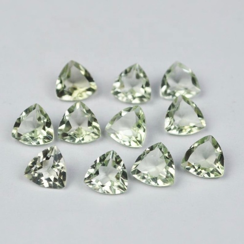 6mm Green Amethyst Faceted Trillion Loose Gemstones