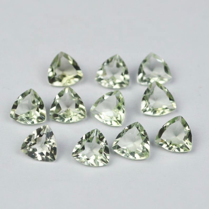 8mm Green Amethyst Faceted Trillion Loose Gemstones