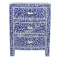 Premium Quality Bone Inlay Side Table - Bone Inlay And Solid Wood, 45x45x55 Cm, Black And White, Scratch And Water-resistant