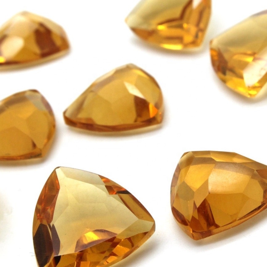 9mm Citrine Faceted Trillion Loose Gemstones