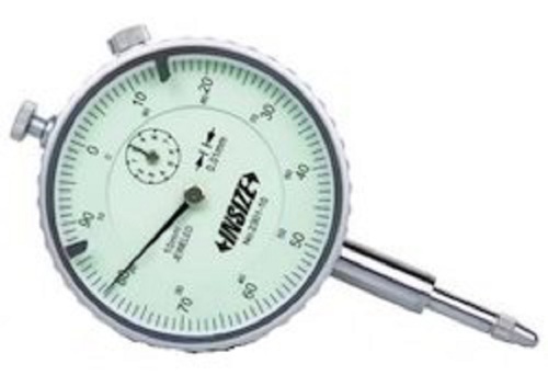 INSIZE 2301-10 Dial Indicator - Plastic Construction, 58.0mm Dial Diameter, 0-10mm Range, Accuracy of 0.01 | White Color, 230V Power, 2-Year Warranty, NABL Traceable Calibration Available