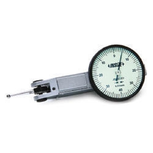 INSIZE 2380-08 Dial Test Indicator - Plastic Material, 44mm Size, White Color | Jeweled Bearing, Carbide Contact Point, Anti-Magnetic Body, Supplied with Two Clamps