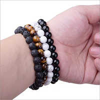 8mm Natural Stone Lava Tiger Eye Matte Black Onyx Healing Energy Beads Stretch Bracelets