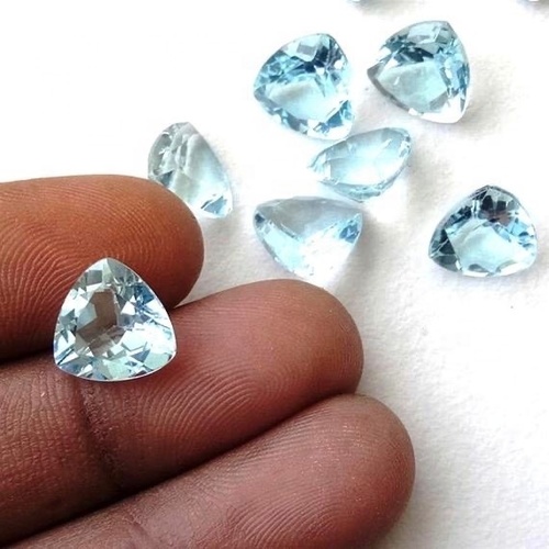 7mm Sky Blue Topaz Faceted Trillion Loose Gemstones