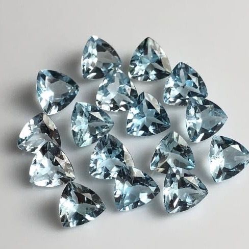 9mm Sky Blue Topaz Faceted Trillion Loose Gemstones