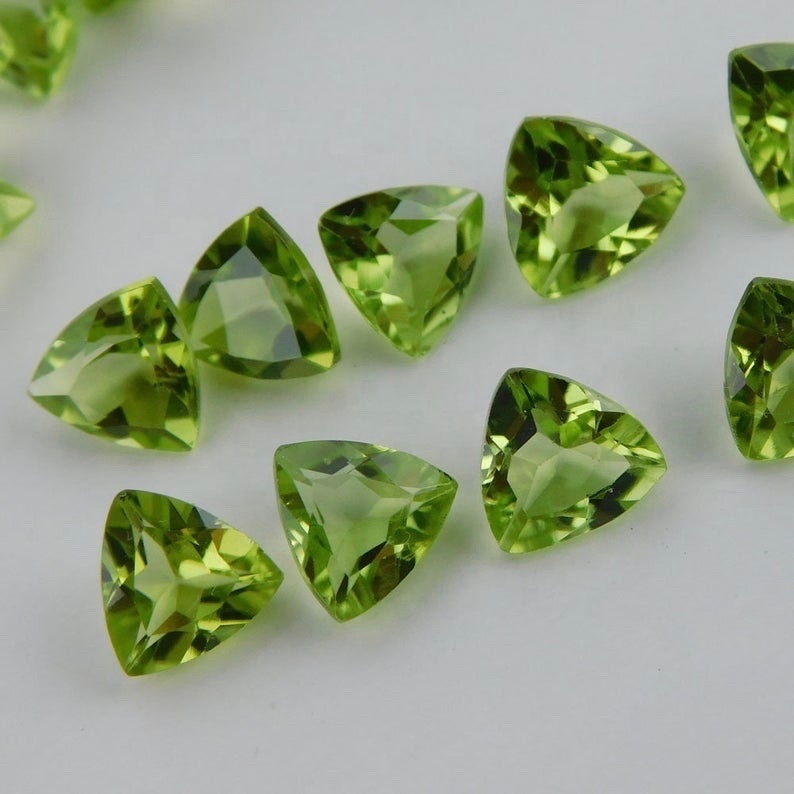 8mm Peridot Faceted Trillion Loose Gemstones