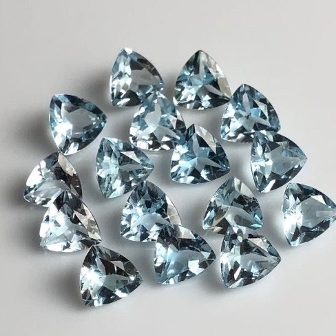 11mm Sky Blue Topaz Faceted Trillion Loose Gemstones