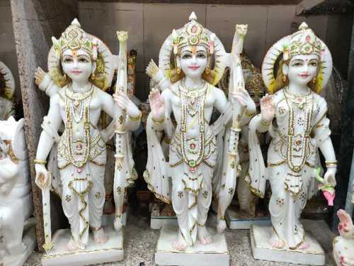 Marble Ram Darbar Murti - Color: Multicolor (Predominantly White