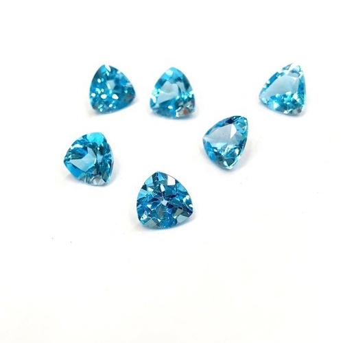 4mm Swiss Blue Topaz Faceted Trillion Loose Gemstones