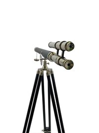 Chrome Finish Brass Telescope Leather Sheltered with Wooden Stand