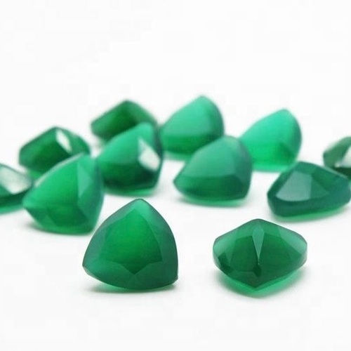 4mm Green Onyx Faceted Trillion Loose Gemstones