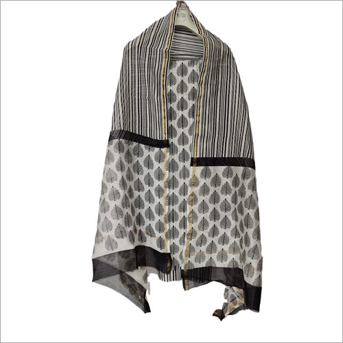 Available In Different Color Chanderi Black White Print Dress Bottom Chanderi Dupatta