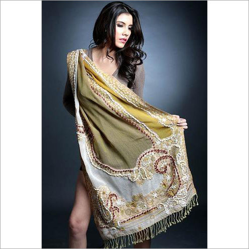 Yellow Embroidered Shawl