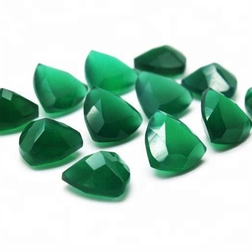 7mm Green Onyx Faceted Trillion Loose Gemstones