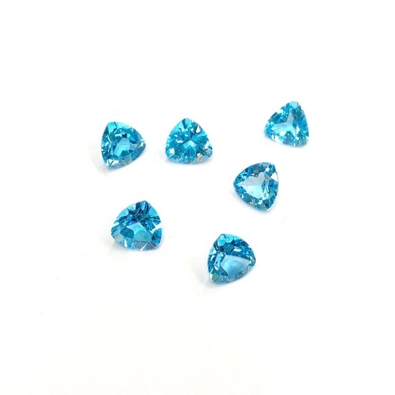 7mm Swiss Blue Topaz Faceted Trillion Loose Gemstones