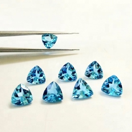9mm Swiss Blue Topaz Faceted Trillion Loose Gemstones
