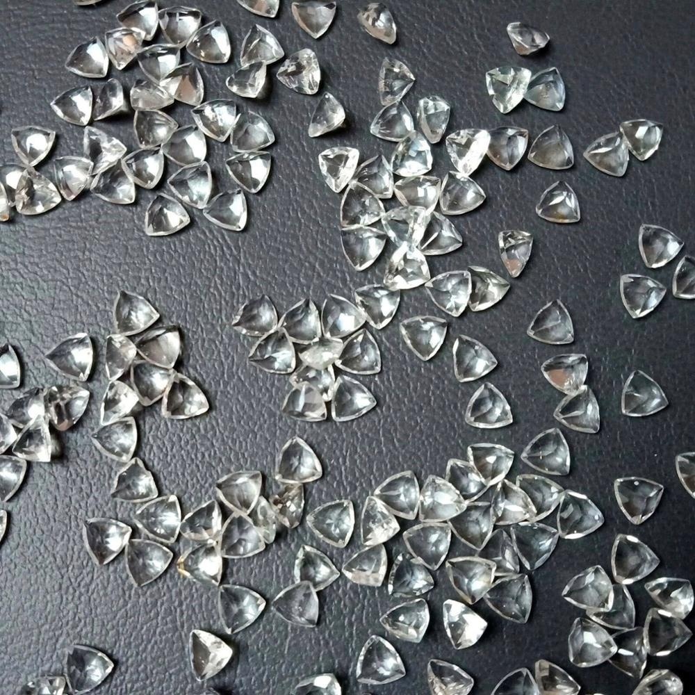 4mm White Topaz Faceted Trillion Loose Gemstones