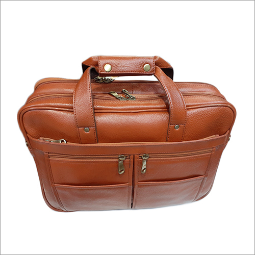 Brown Leather Office Bags Design: Plain