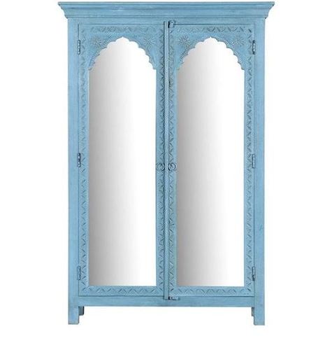 Handmade Blue Almirah With Mirror.