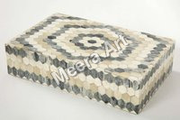 Bone Inlay Gift Box - Bone And Resin, 10x6 Inches Medium Size | Polished Handcrafted Finish, Freestanding Rectangular Design