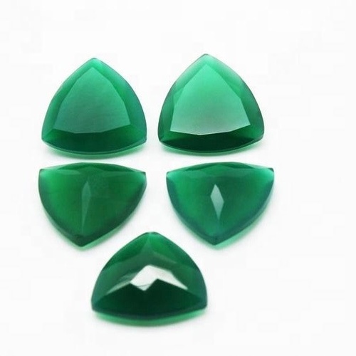 11mm Green Onyx Faceted Trillion Loose Gemstones