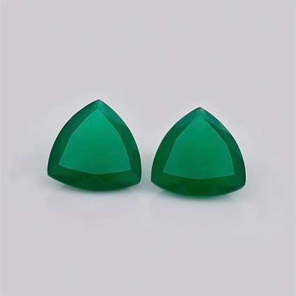 12mm Green Onyx Faceted Trillion Loose Gemstones