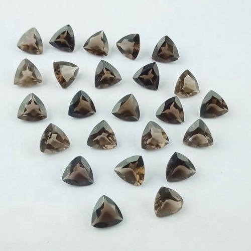 4mm Smoky Quartz Faceted Trillion Loose Gemstones