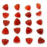 7mm Red Onyx Faceted Trillion Loose Gemstones