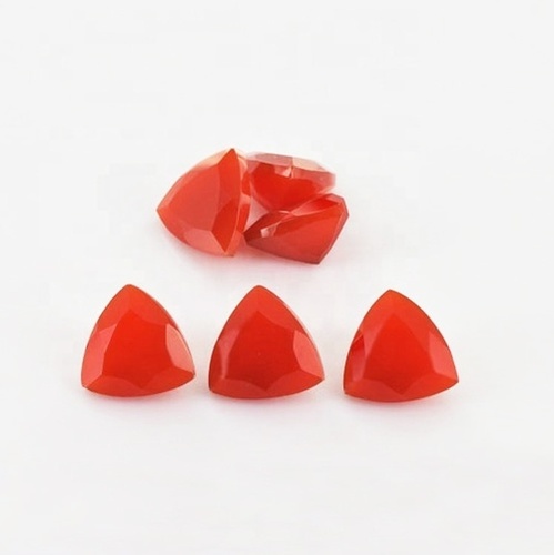 9mm Red Onyx Faceted Trillion Loose Gemstones