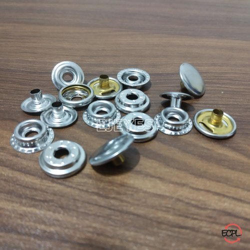15mm Brass Spring Snap Buttons Nickel