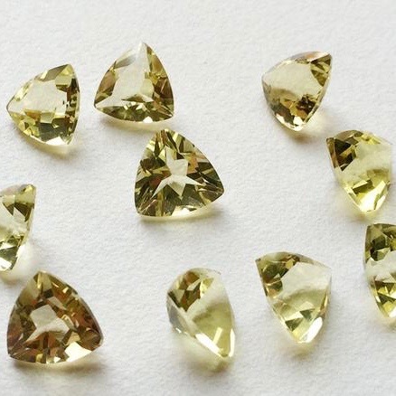 9mm Lemon Quartz Faceted Trillion Loose Gemstones