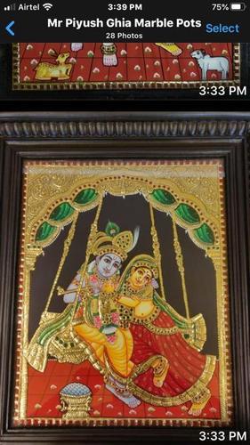 Tanjavur Painting - Teak Wood Frame, Variable Size, Multicolored | Handmade, Intricate Tanjore Art, Fiberglass Surface, Auspicious Gift