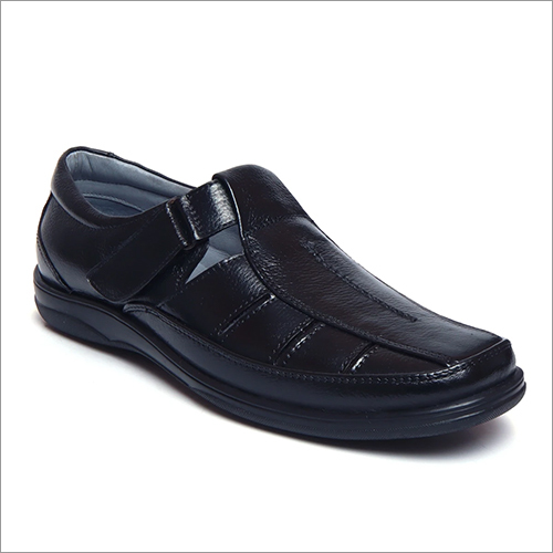 Mens Black Leather Sandals