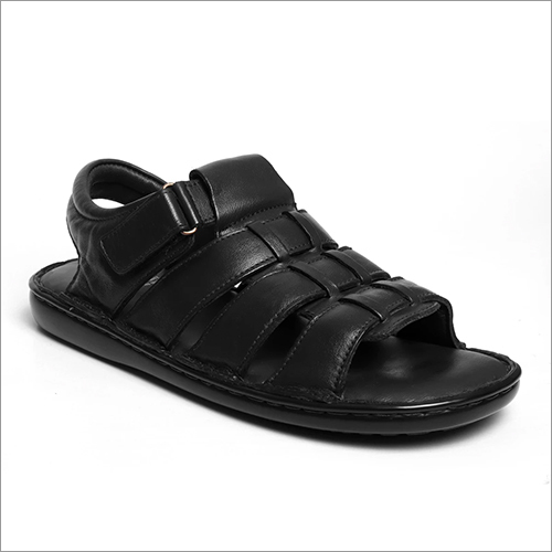 Mens Midnight Black Leather Sandals