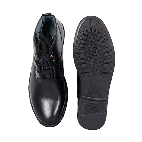 Mens Plain Black High Ankle Boots