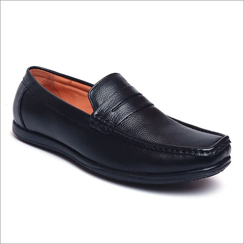 Leather Mens Black Classic Slip Ons Loafers