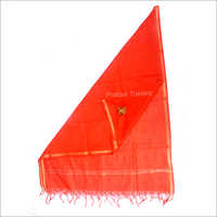 Red Banarasi Silk Fancy Dupatta - 2.25 Meter Length, Plain Pattern With Trendy Golden Border | Breathable, Non-toxic, Quick Dry, Perfect For All Seasons