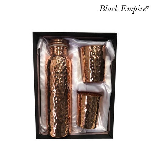 Hammered Copper Bottle with 2 glass