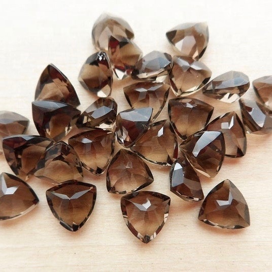 5mm Smoky Quartz Faceted Trillion Loose Gemstones