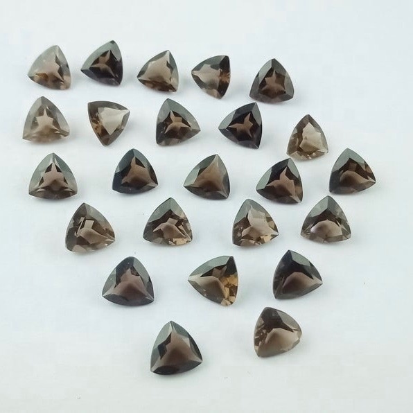 6mm Smoky Quartz Faceted Trillion Loose Gemstones