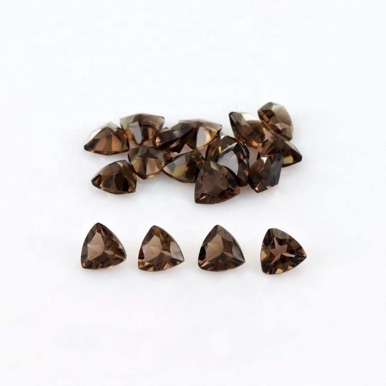 7mm Smoky Quartz Faceted Trillion Loose Gemstones