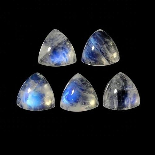 7mm Rainbow Moonstone Trillion Cabochon Loose Gemstones