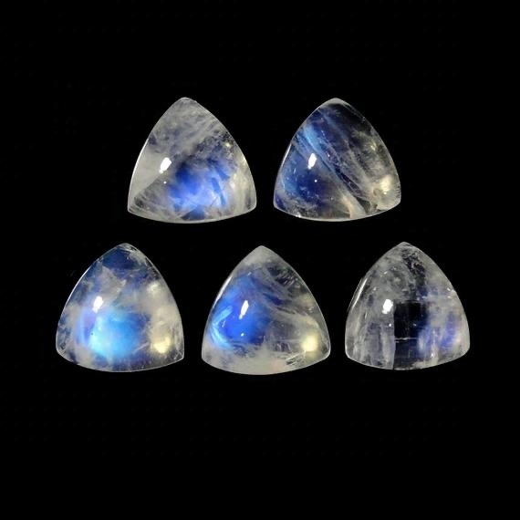 10mm Rainbow Moonstone Trillion Cabochon Loose Gemstones