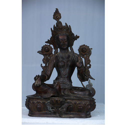 Bronze Nepali Art - Bronze 28x24x47 cm, Brown | Handcrafted, Elegant Design, Intricate Detailing, Antique Finish