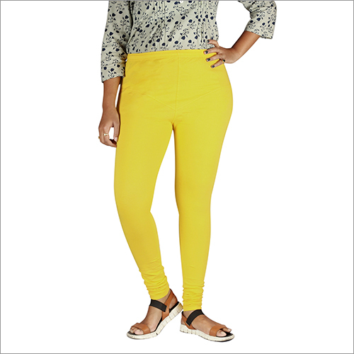 Yellow Full Length Legging - Cotton Material, Waist Size 26"-36" | Casual Dress Type, All Season Wear, Washable, Plain Pattern