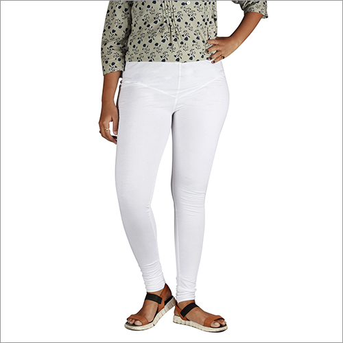 Cotton Legging - Waist Size 26-36, White Casual Wear for All Seasons, Washable